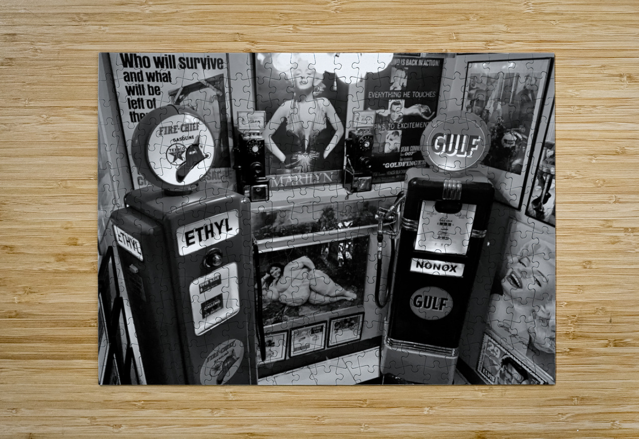 BW Vintage Gas Pumps Jimmy Roy Photos Puzzle printing