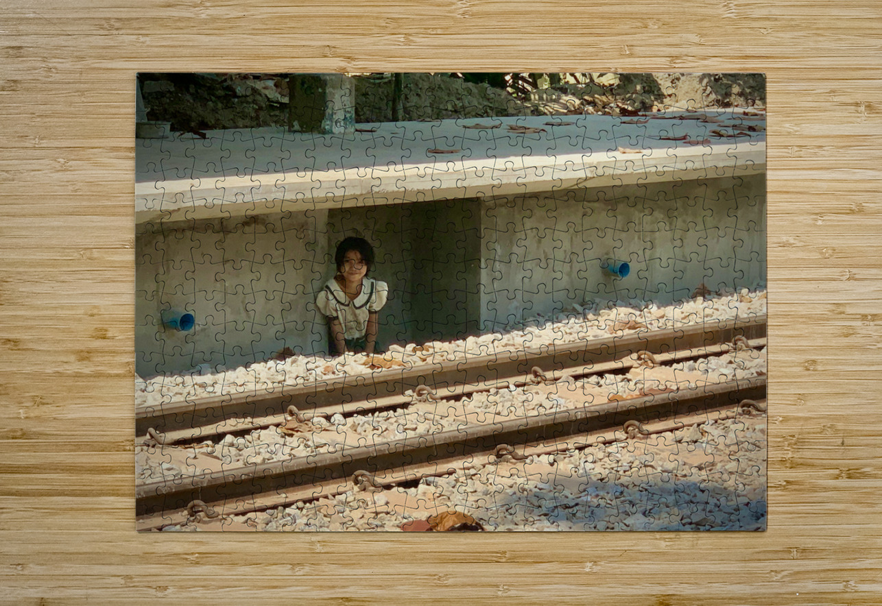 Little Girl Hiding from the Train Jimmy Roy Photos Puzzle printing