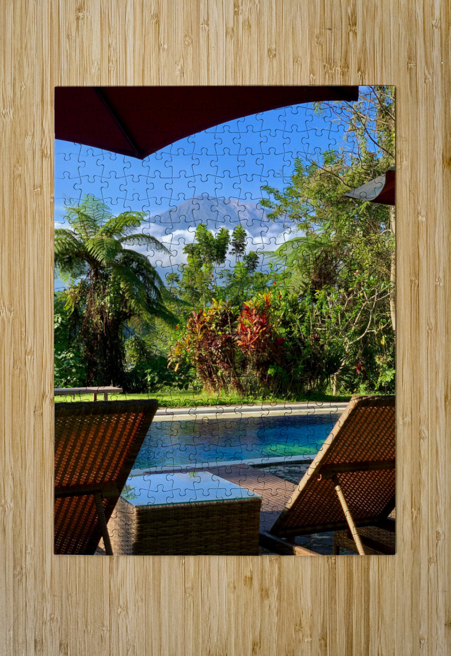 By the Pool with a view on Mount Agung Bali Jimmy Roy Photos Puzzle printing