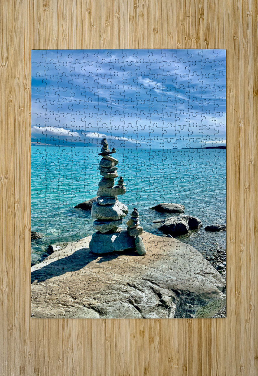 Rock Balancing in Front of the Lake Jimmy Roy Photos Puzzle printing