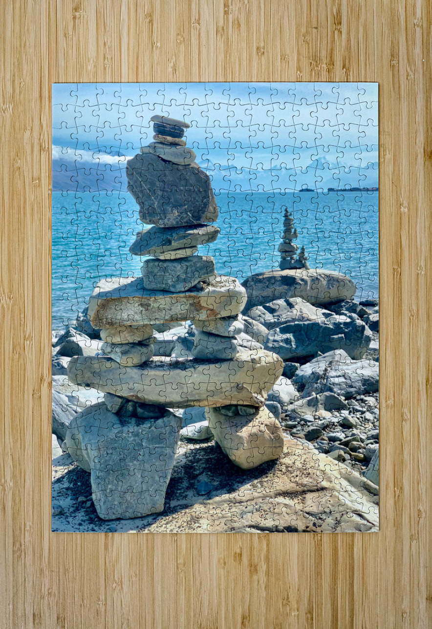Inukshuk in Front of the Lake Jimmy Roy Photos Puzzle printing