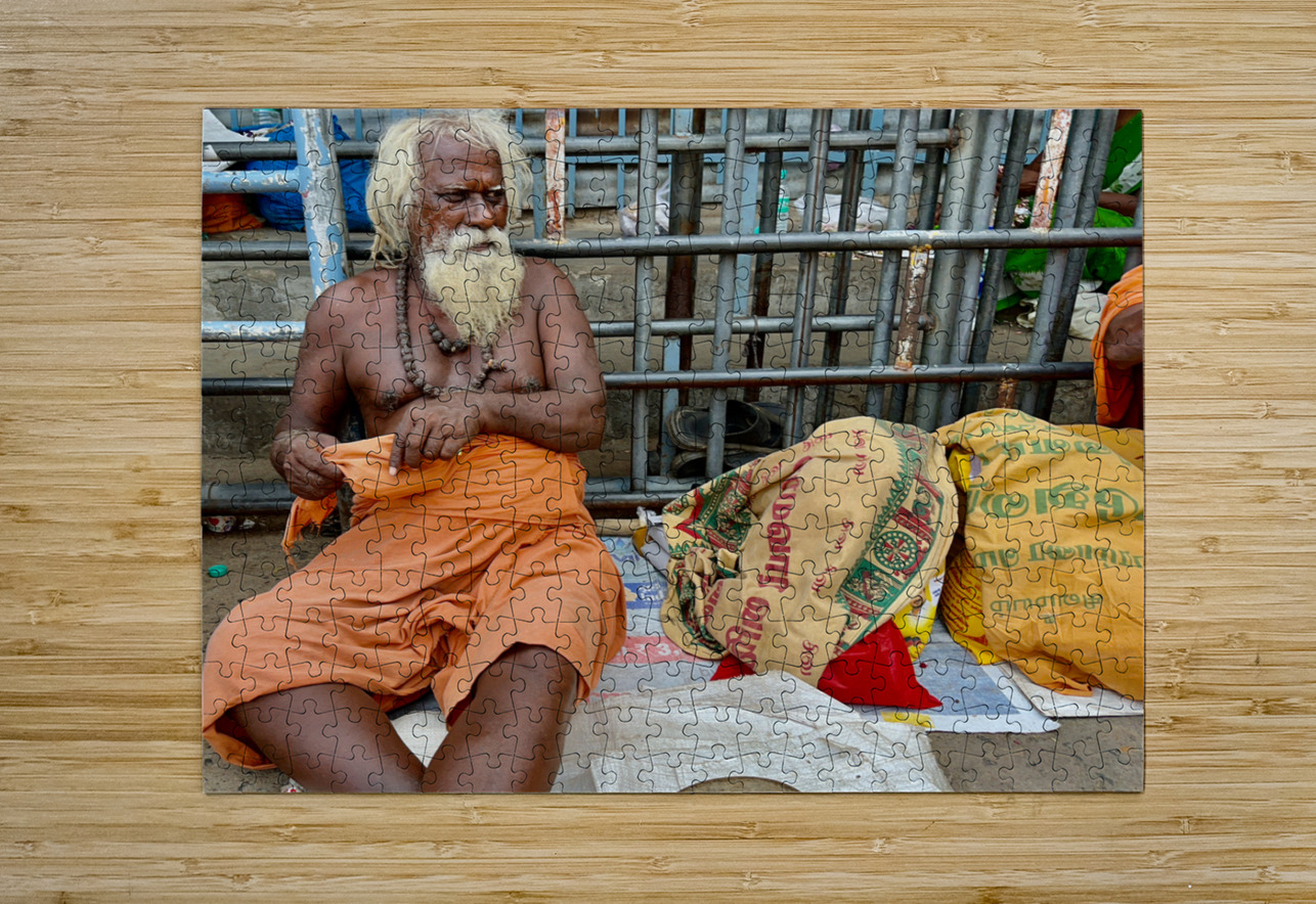 Man Sitting by the Temple Jimmy Roy Photos Puzzle printing