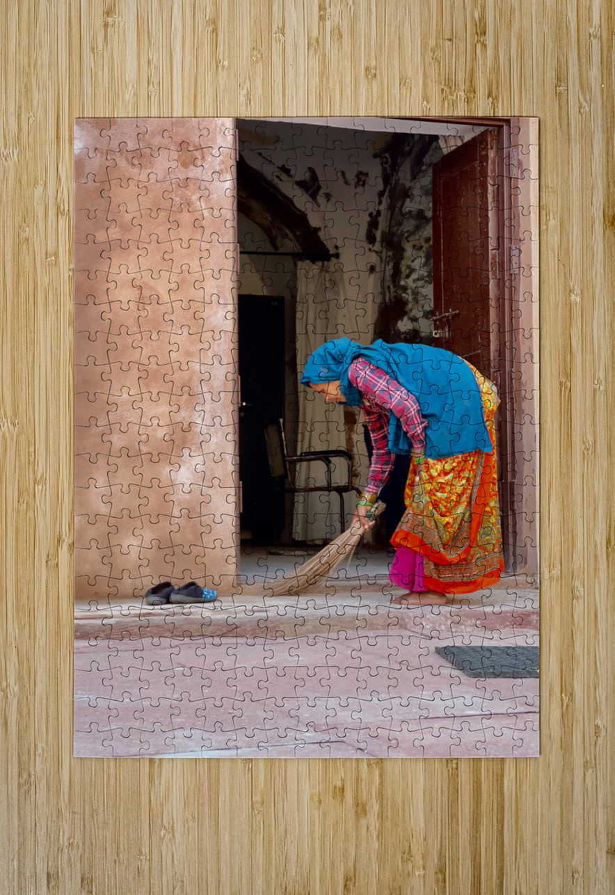 Lady Sweeping the Floor Jimmy Roy Photos Puzzle printing