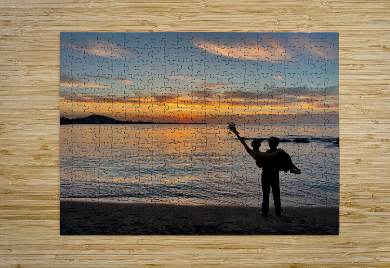 Newlyweds Sunset Beach Jeju South Korea 2 Jimmy Roy Photos Puzzle printing