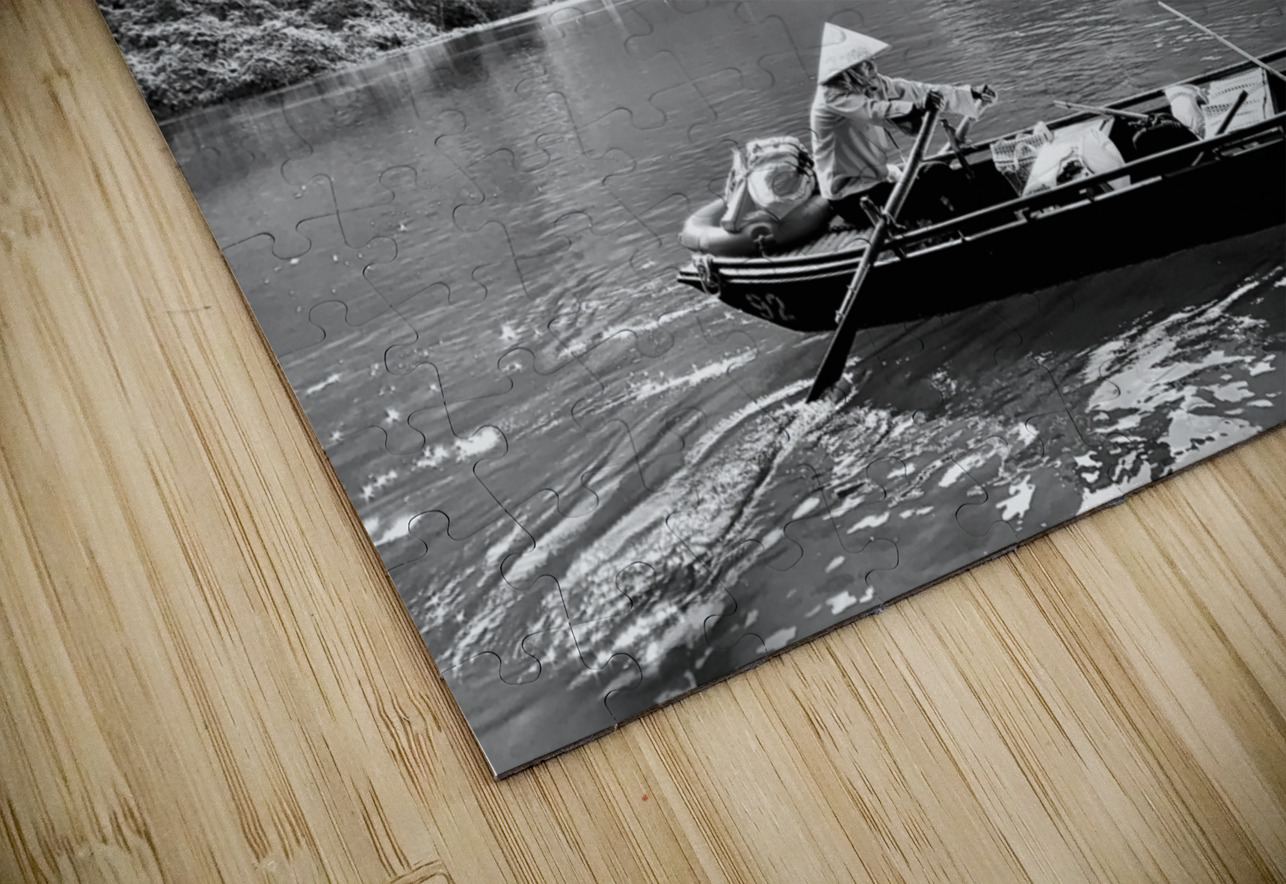 BW Lady Rowing the Boat in Vietnam Jimmy Roy Photos Puzzle