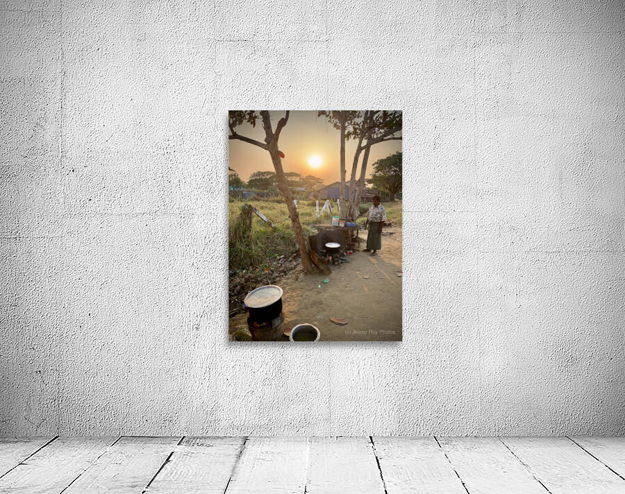 Cooking outside in Myanmar at Sunset by Jimmy Roy Photos